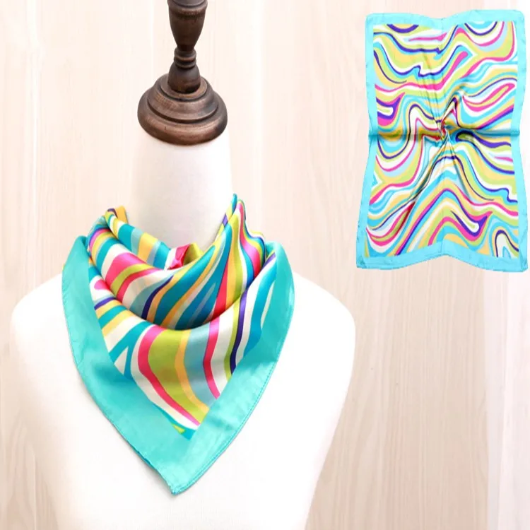 100% Silk Scarves Printing Service Designer foulard  Women Square Custom Silk Scarf with Logo