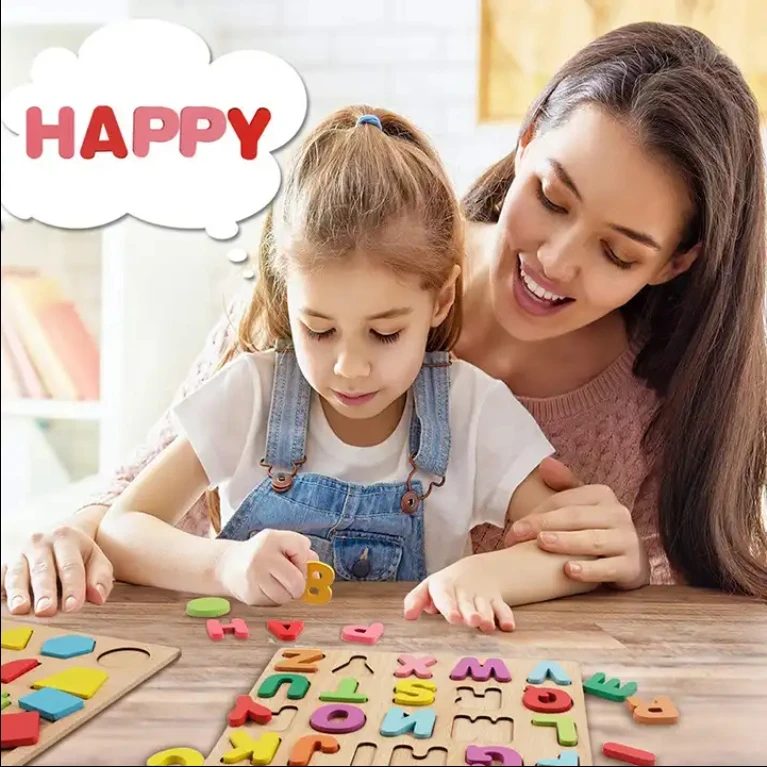 Wholesale Alphabet Number  Making Machine ABC Name Puzzles with Pegs Learning Wooden Puzzle Toys for Kids