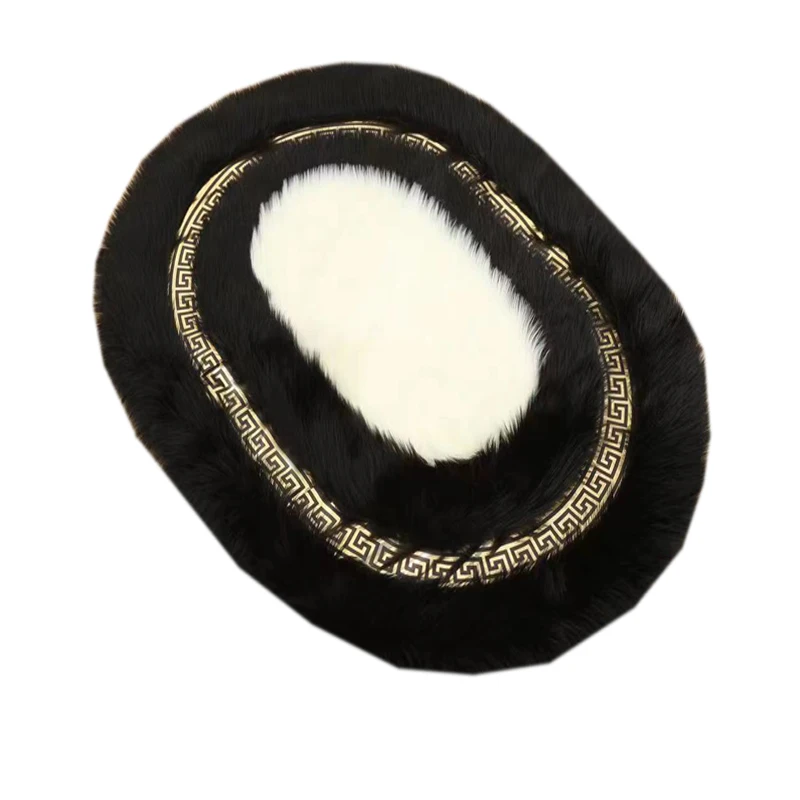 5-6cm fluffy area rug faux sheepskin bedside mat  furry fur plush oval carpet