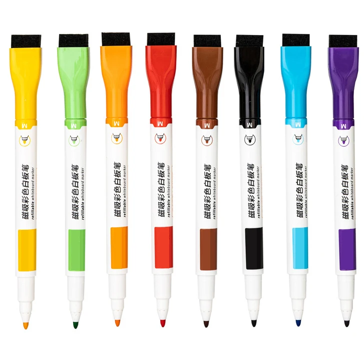 Top quality long life usage vivid color smooth writing strong neodymium magnet dry erase pen