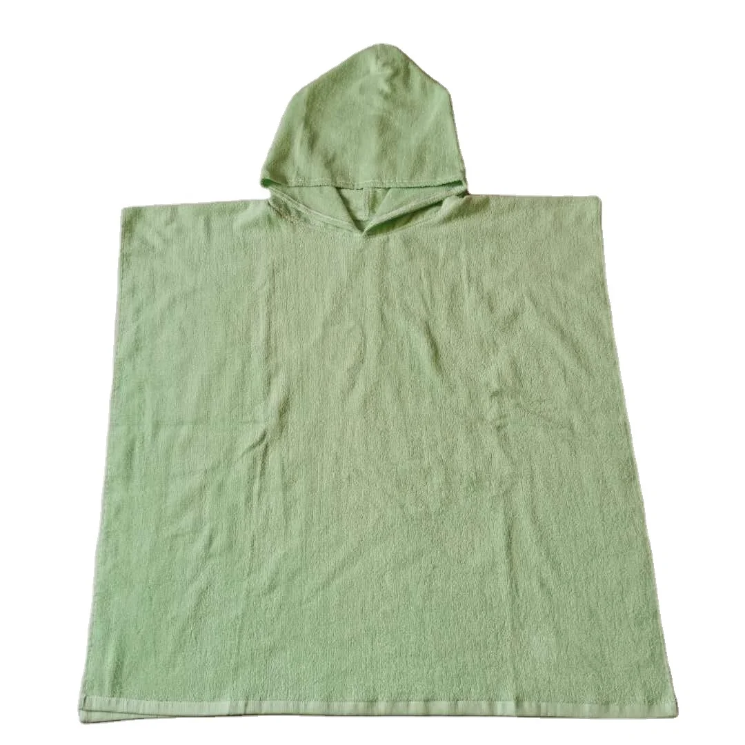 Детское банное полотенце с капюшоном, однотонное, 100% хлопок, махровое, однотонное пончо