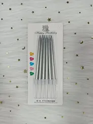 2023 new model Wholesale 6Pcs Gold Silver Thin Cake Candles for Birthday Wedding Party