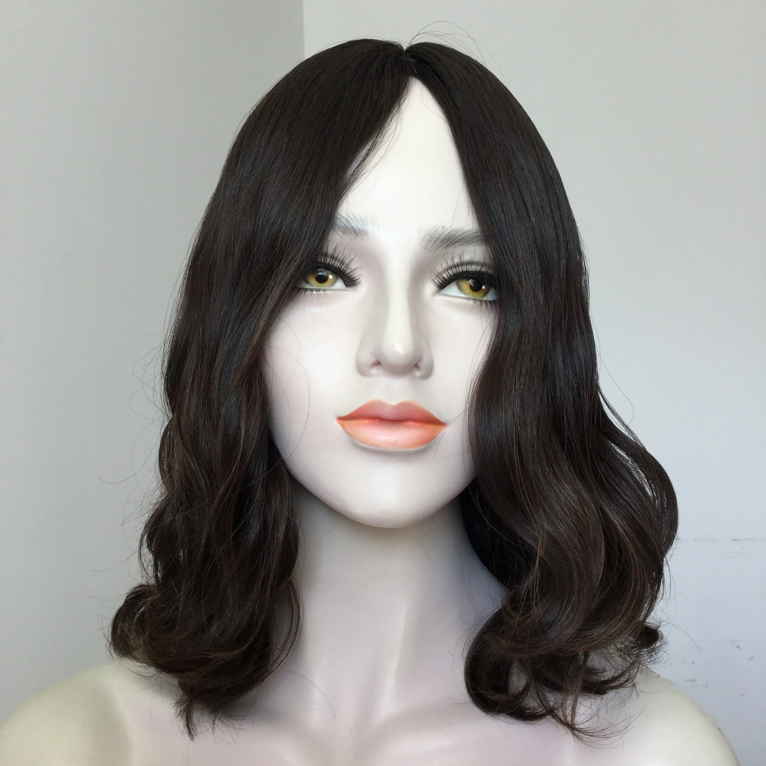 LBW Wholesale Price High Quality  Big Layer  Natural Color Swiss Lace Front 4*4 Skin Top Jewish Lace Front Wig
