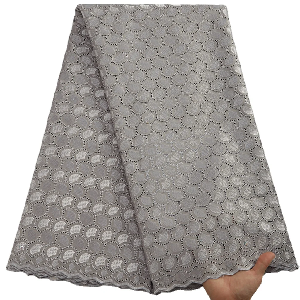 Swiss Voile Lace In Switzerland With Stones Embroidered Dry Africa Cotton Lace Fabrics 5 Yards For Nigerian Church Dress 2934