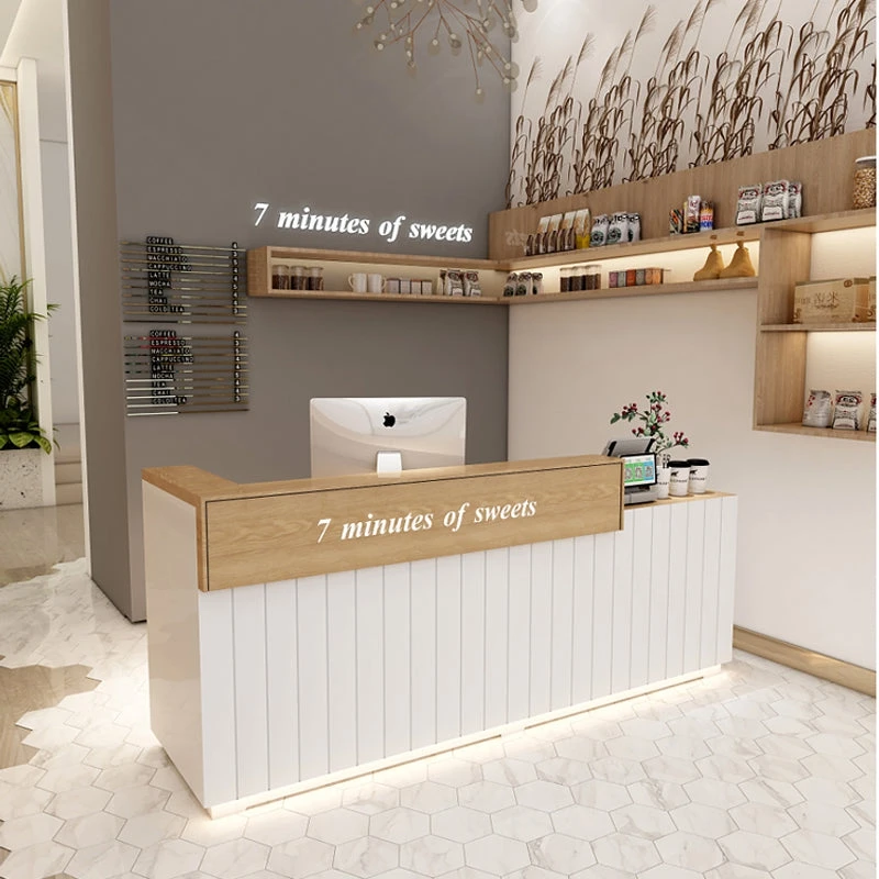 USA CA UK AU GER Local Stock  Wood Boutique Salon Standing Reception Counter Furniture Desk Clothing Store Design For Beauty