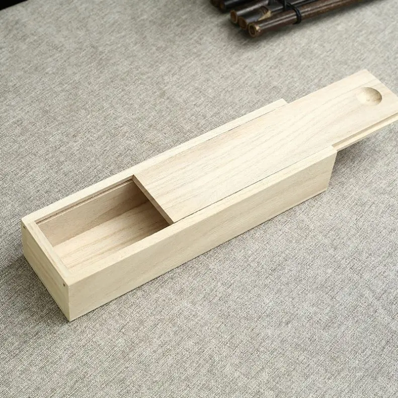 Wooden Box with Sliding Lid Customization Welcome Storage Container