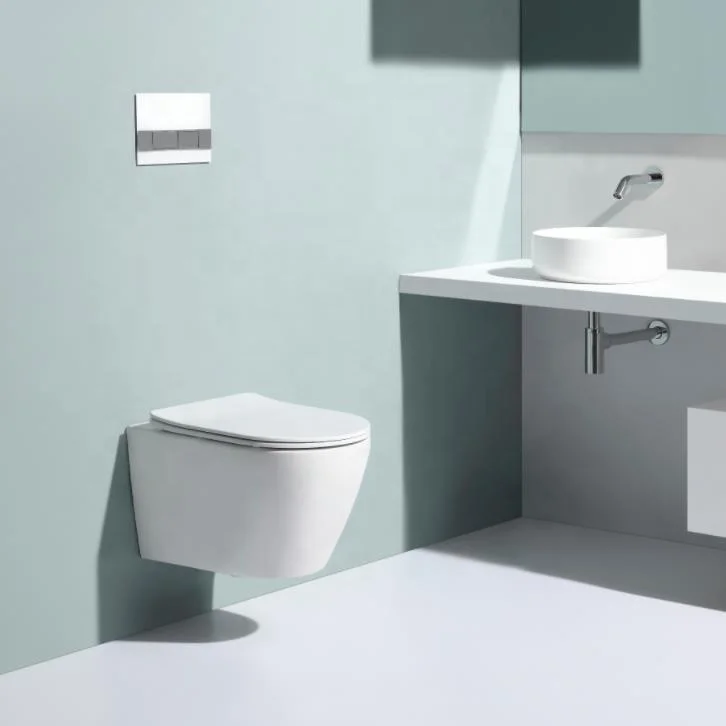 Китайский производитель керамическая п ловушка без оправы назад к стене Туалет настенный туалет для скрытого резервуара с CE ROHS