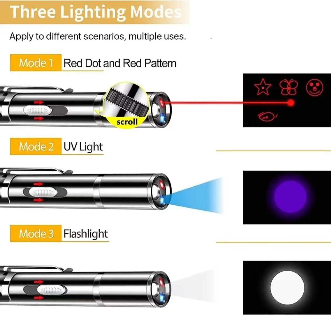 7 Adjustable Patterns Rechargeable Mini Long Range 303 Laser Pointer Puntero Lazer Light for pets