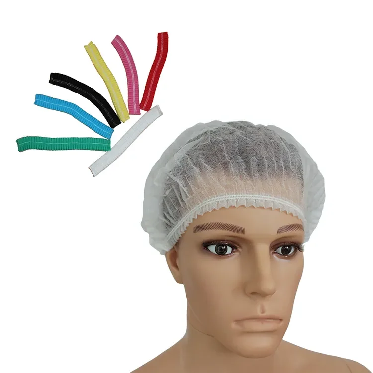 Cheap Customized Non Woven Clip Cap  Elastic Cleanroom Industrial Mob Caps Hair Net Disposable Stripe Bouffant Clip Caps