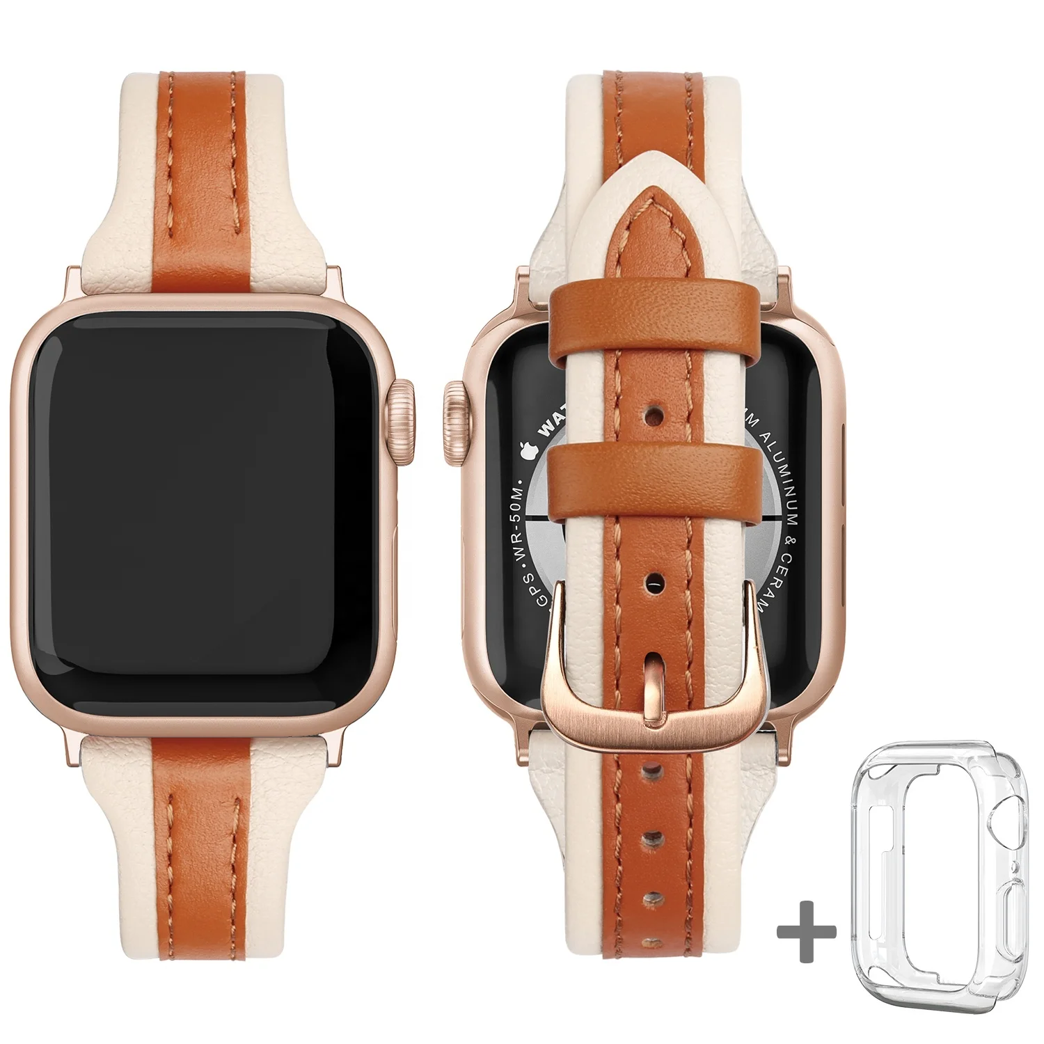 Роскошный Уникальный Двухцветный мягкий ремешок для часов Apple Watch из натуральной