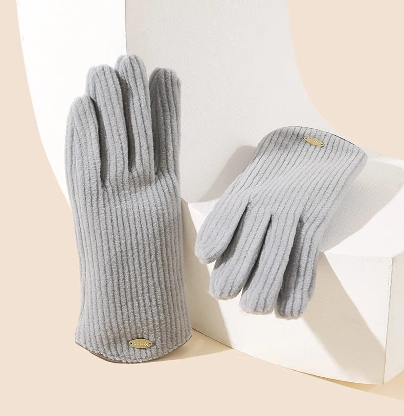 Women winter Warm Gifts fashion design technical fabric plus velvet thick touch screen mittens