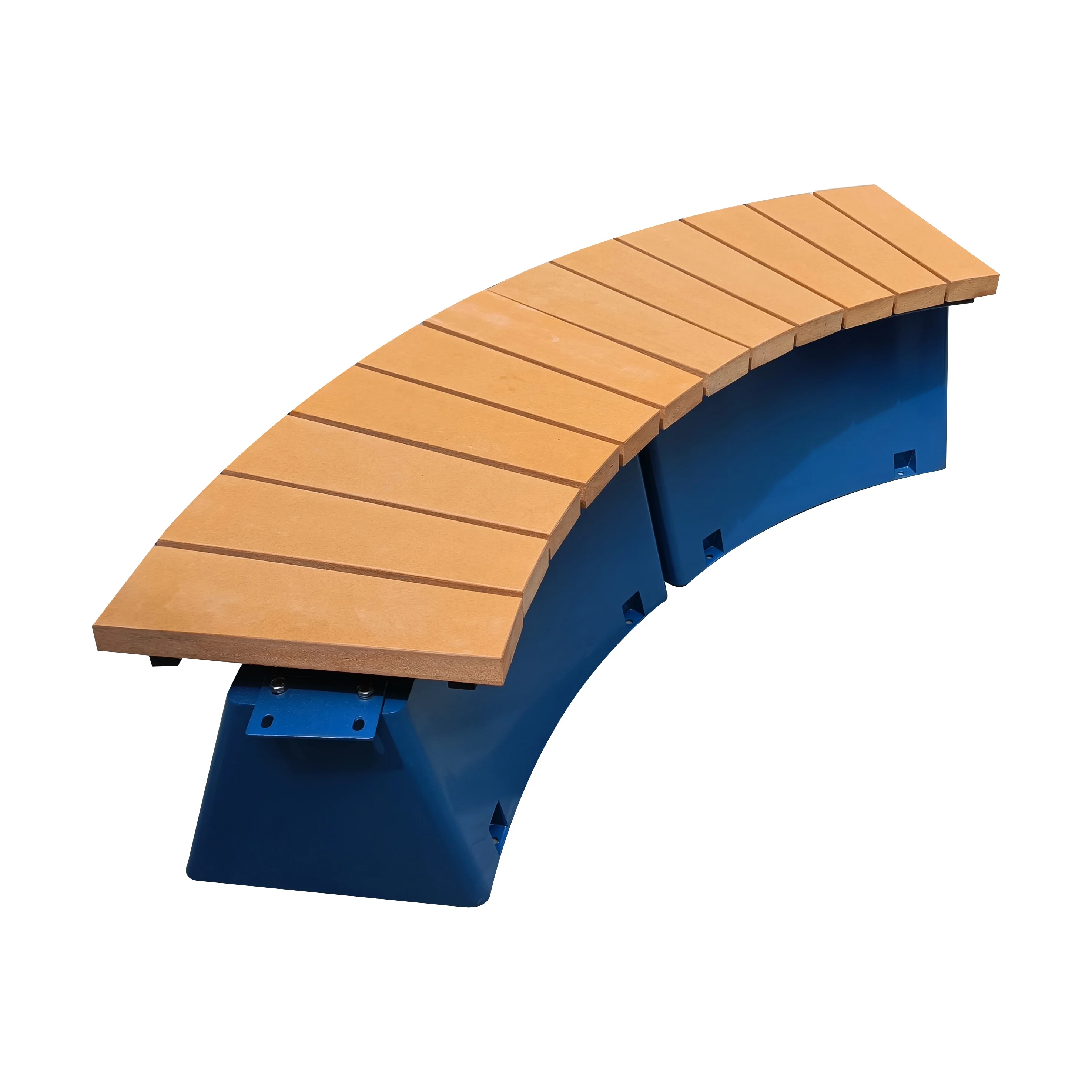 Steel and HDPE recycled plastic wood outdoor park backless bench curved outdoor garden bench building block city tree bench