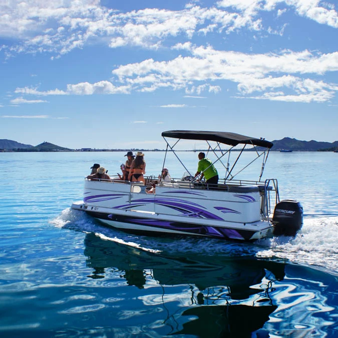 Manufacturer Best Selling 27 ft Luxury Fiberglass Fishing Party Pontoon Boat Durable Quality for Water Entertainments Yacht Use