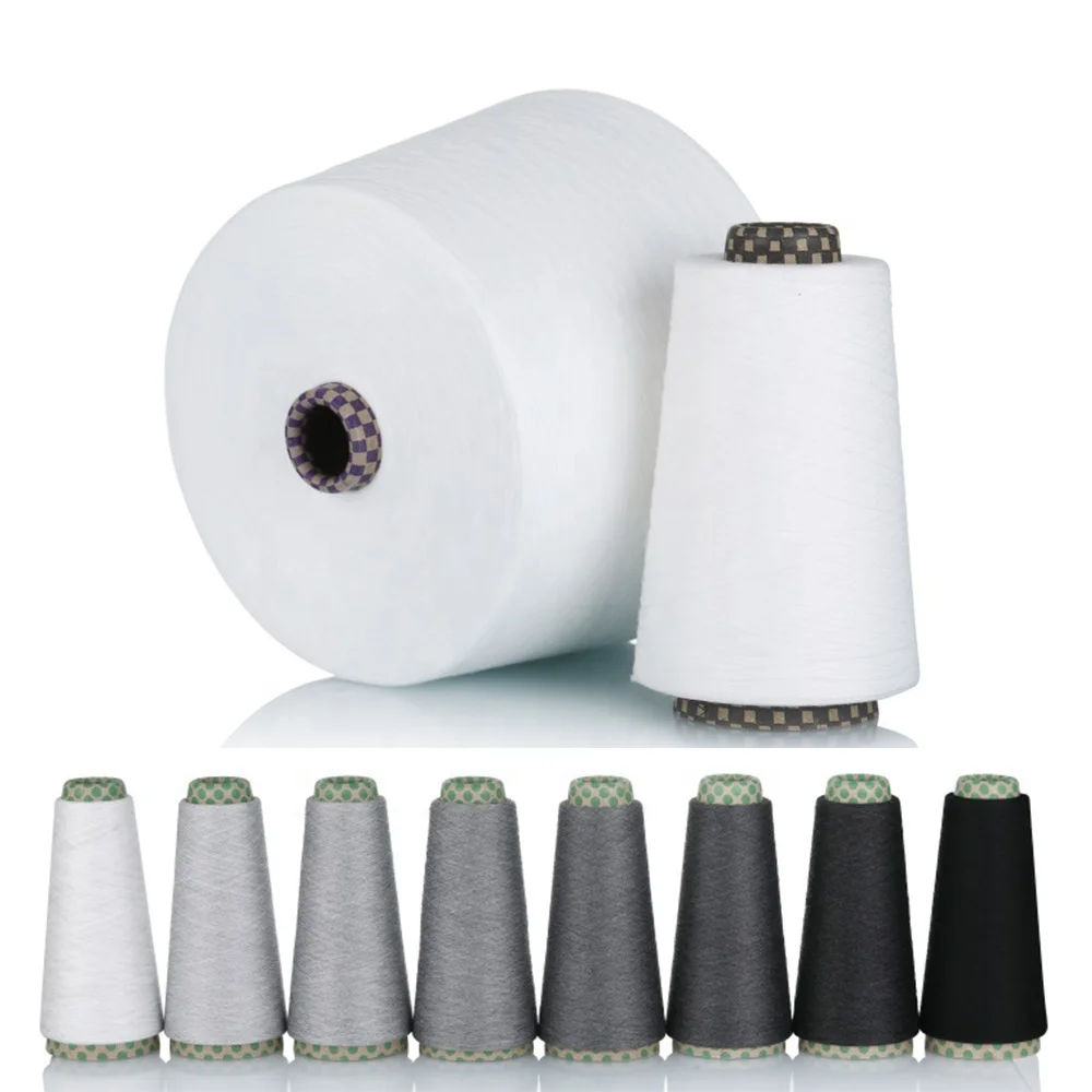 100% Spun Polyester Yarn Raw White for Knitting Weaving Ne 21S 30S 32S 40S 45S 50S Polyester Yarn