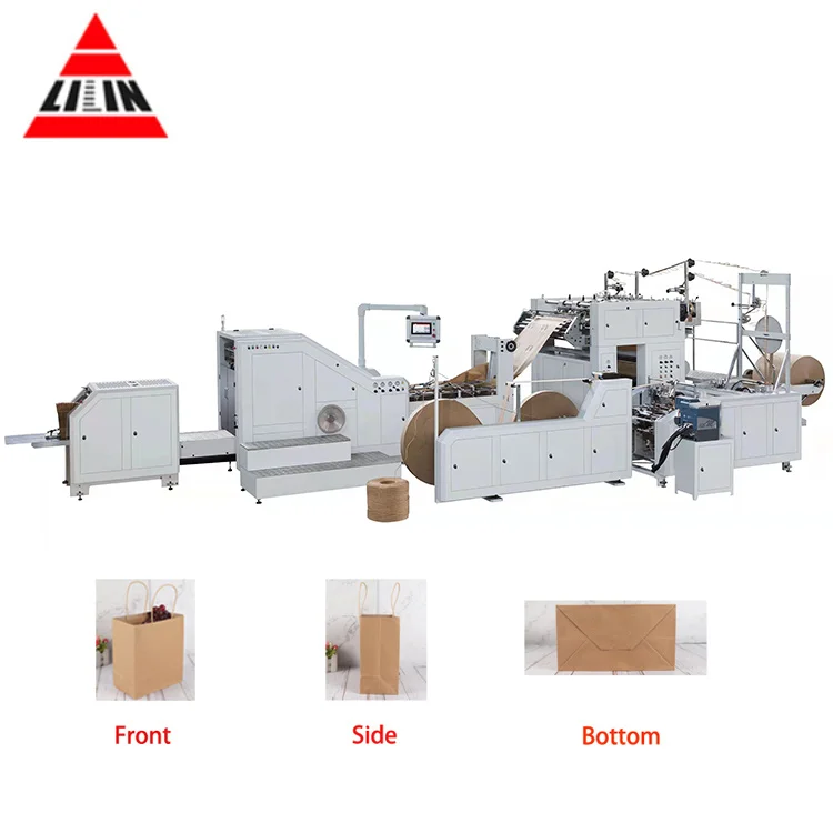 Fully automatic LSB-450XL-R Paper bag machine with flat rope handle with round rope handle with pasting bottom