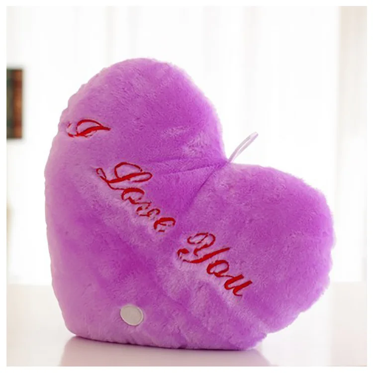 Colorful luminous love heart throw pillow decoration girl birthday gift plush toy