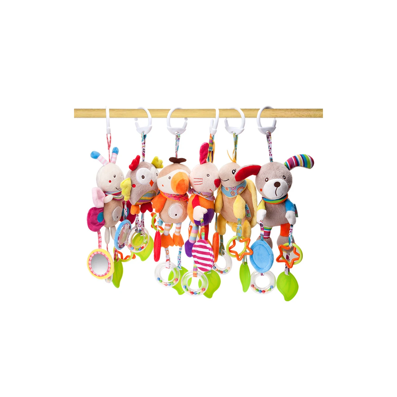 Spot 6 Design 32 cm Strollers Crib Cute Animal Baby Hanging Rattles Toys Baby Toys 0-3 Months Baby Rattles Plush Doll Bell Ring