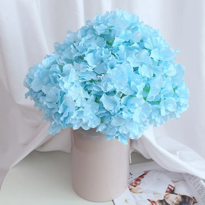 5 Heads Fake Hydrangea Silk Flowers for Wedding Centerpieces Bouquets DIY Floral Decor Home Decoration with Stems