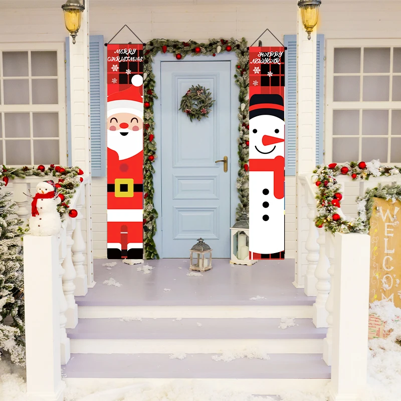 Custom design Christmas home decoration holiday line outdoor couplet hanging flag banner couplet