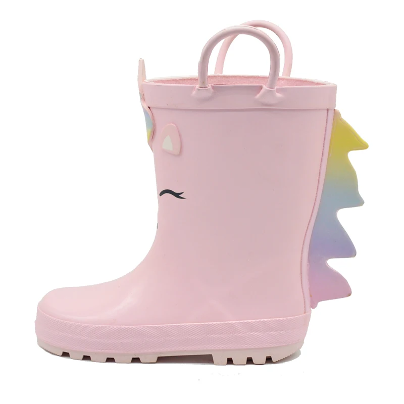 Pink Toddler girls Unicorn Printed Rubber Rain Boots Wellington Boots Gumboot for kids