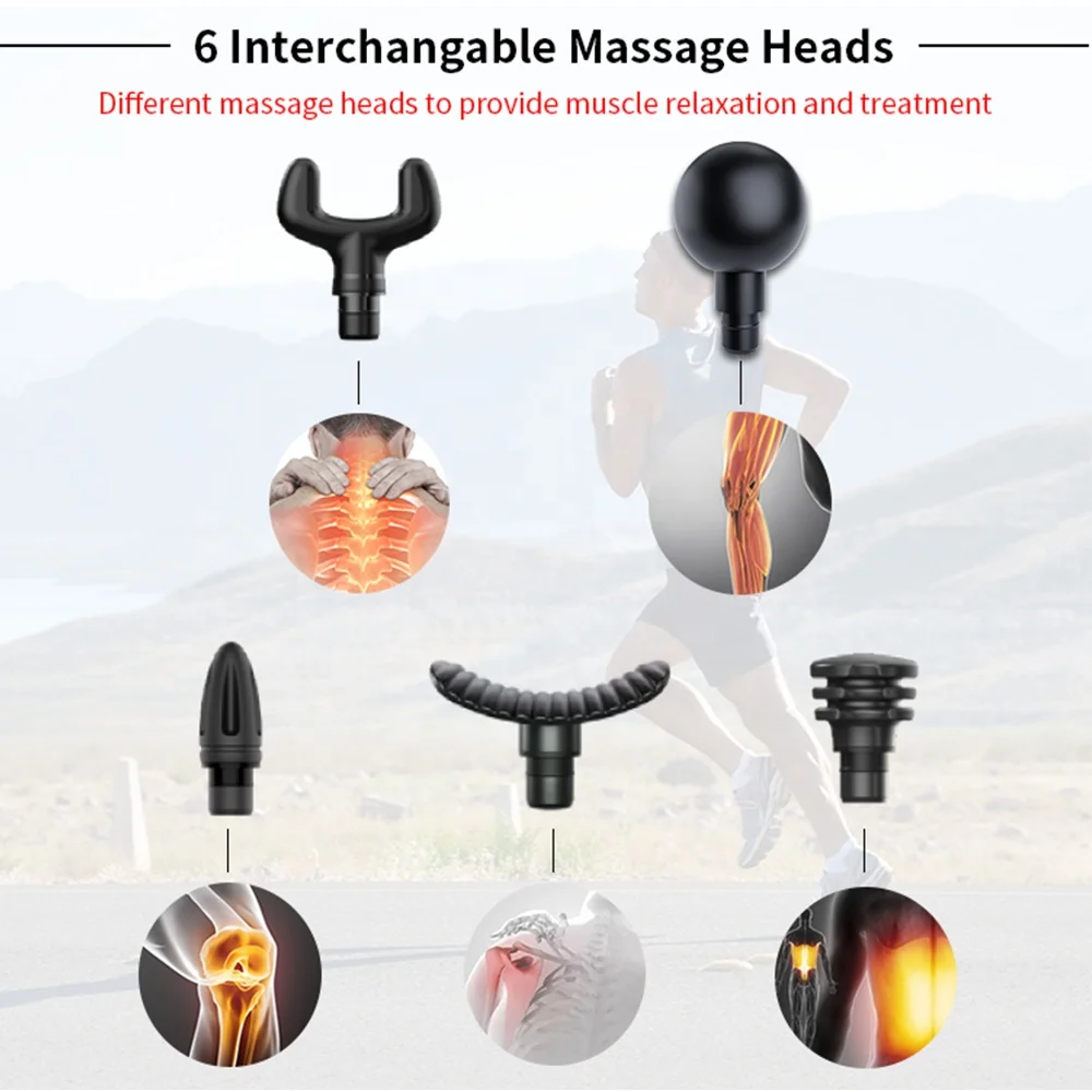 
rechargeable battery cordless deep muscle tissue sports vibration massage gun with LED touch screen 