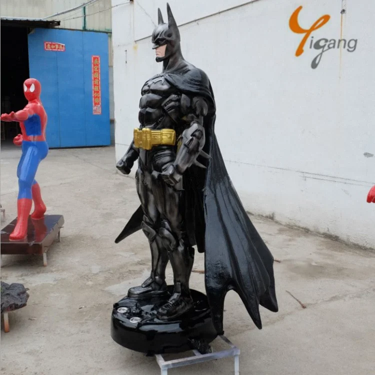 outdoor decoration life size movie superhero resin art cartoon figure fiberglass bat man statue sculpture for sale