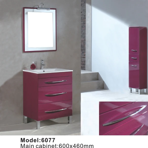 Toilet Cabinet Modern Purple Cabinet Bathroom Furniture Ceramic Basin Bathroom Mirror Cabinet Vanity With Light