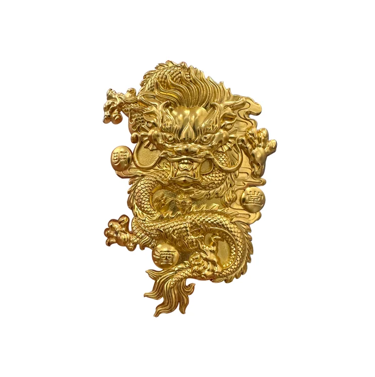Chinese dragon Antique 3D Embossed Zinc Alloy Label Adhesive Sticker for Beverage Use packaging label