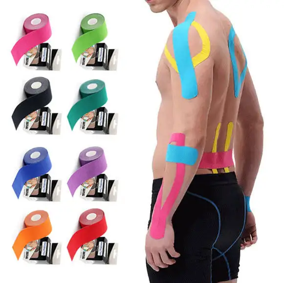 Professional OEM Hypoallergenic Kinesiology Tape Factory Sports Athletic Muscle Wrist Knee Ankle Elastic bandage