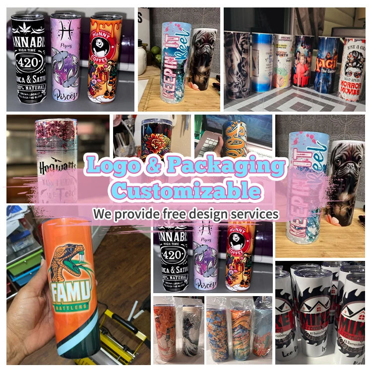 20 Oz Flat Bottom Straight Skinny Vacuum Insulated Double Wall Stainless Steel Sublimation Tumbler