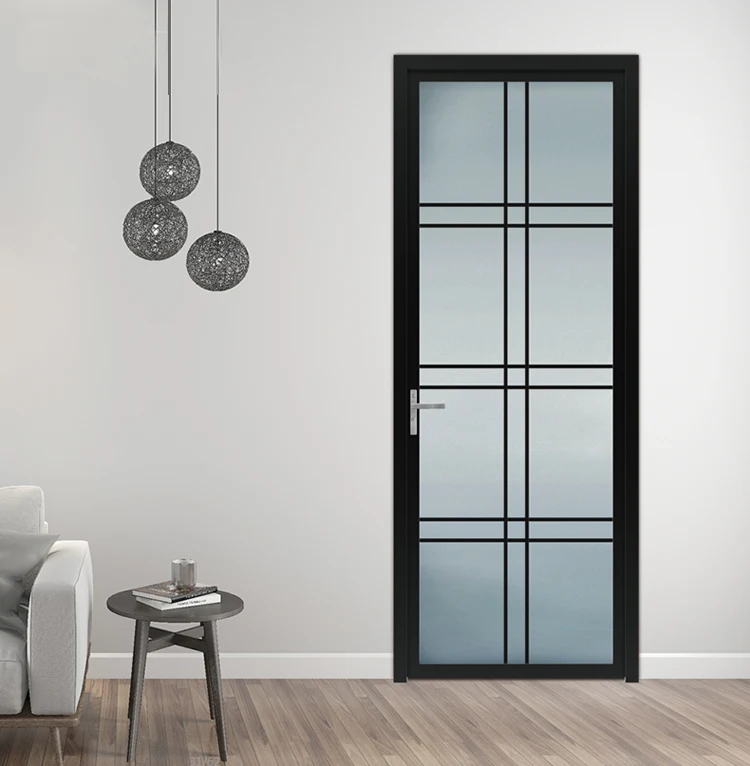 Interior Slim Aluminum Frame Mute Tempered Glass Narrow Side sliding Door For Living Room
