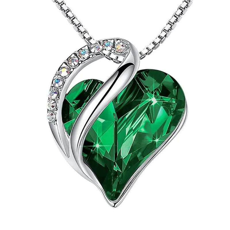 New Crystal Rhinestone Pendant Clavicle Chain Ocean Heart Love Jewelry Stainless Steel Necklace