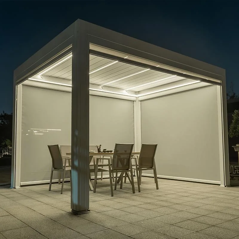 Outdoor All Season Electric Shutter Aluminium Pergola Canopy Garden Pavilion Aluminium Gazebo Outdoor Louvre  Motorized Pergola