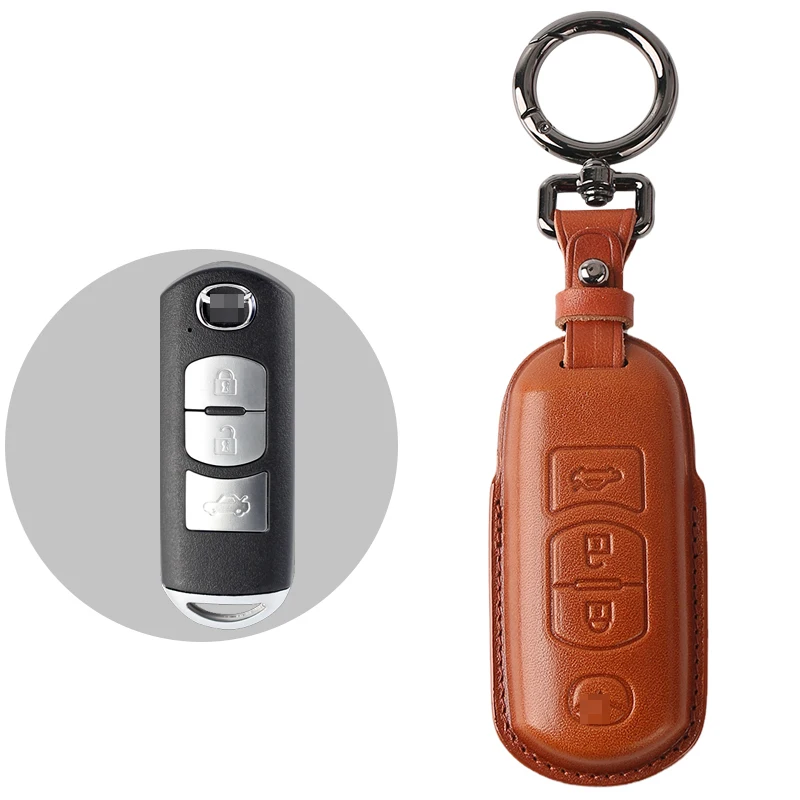 Genuine Leather England Style Vintage Fashion Keychains Men Women Accessories Mini Protective Shell Car Key Case