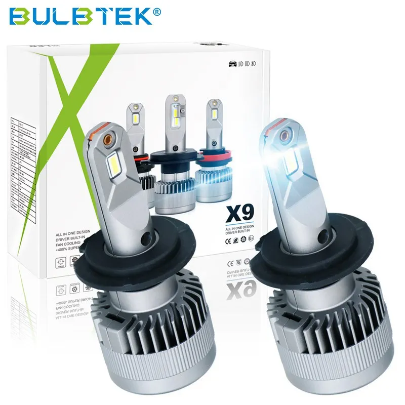BULBTEK X9 H7 truck headlight led bulb hot selling h7 projector led headlight waterproof headlight led bulb for car