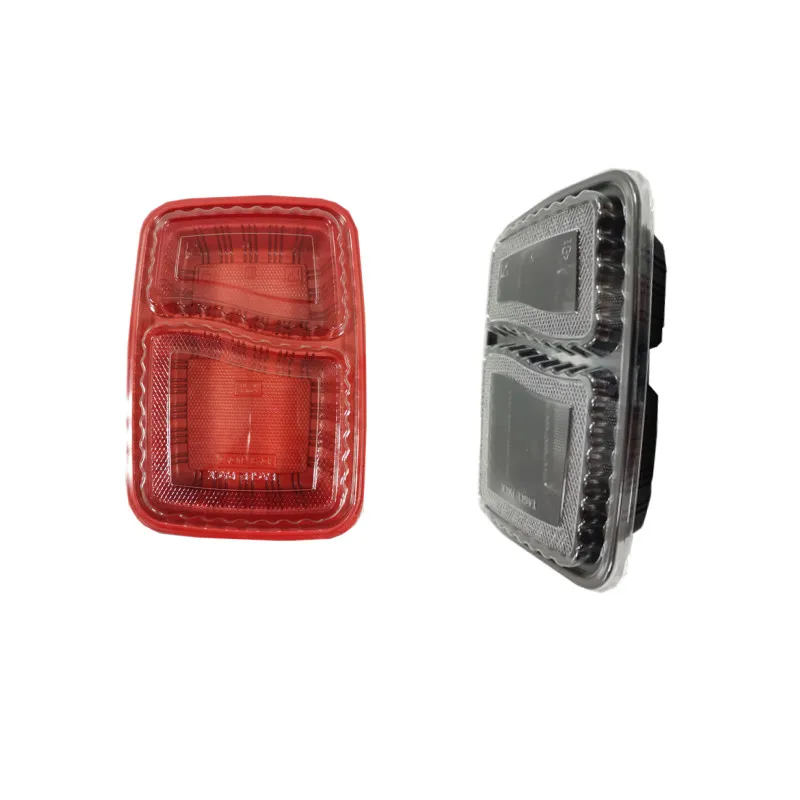 Microwave Safe Takeaway Plastic Red and Black 2/3 Compartment Meal Prep Food Container with Lid