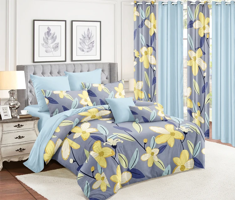 Fashionable Patterns Bedding Sets With Window Curtains Living Room 4 Piece Bedding Bedspread Set And Sheet Bedding