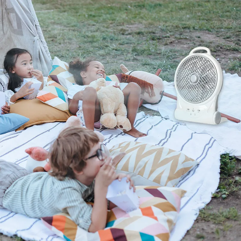 10 inch electric table fan portable solar camping fan with holder