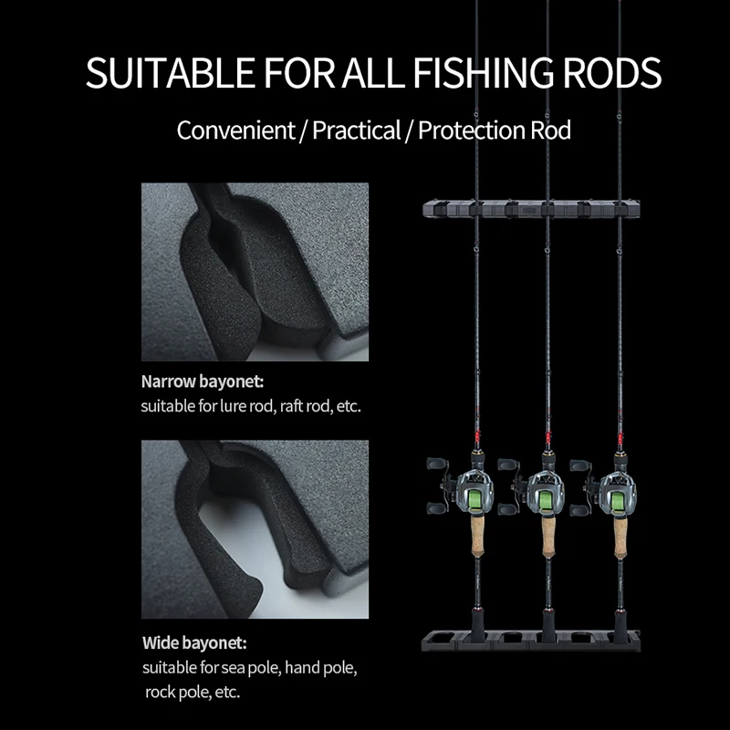 LINNHUE 6-Rod Rack Fishing Rod rack Holder Fishing Rod Bracket Display Stand Organizer Support Mount Fishing Tackle