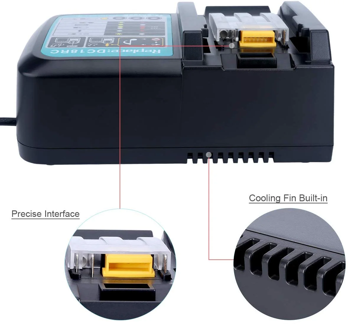 DC18RC Battery Charger for Makitas 14.4V-18V Lithium Battery BL1830 BL1850 BL1840B BL1041B BL1820