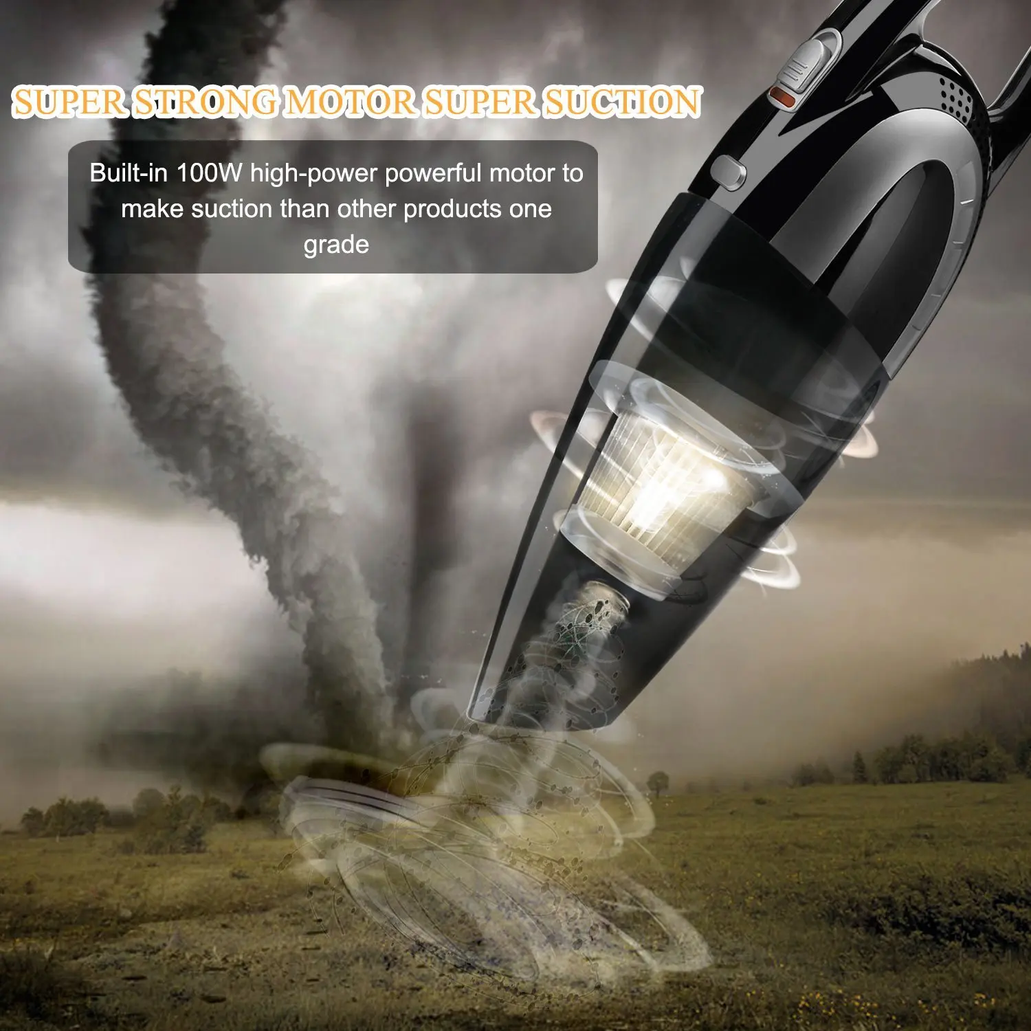 Автомобильный пылесос, проводной, 12 В постоянного тока, высокомощный компактный ручной пылесос с HEPA-фильтром и светодиодной подсветкой, 120 Вт, автомобильный пылесос