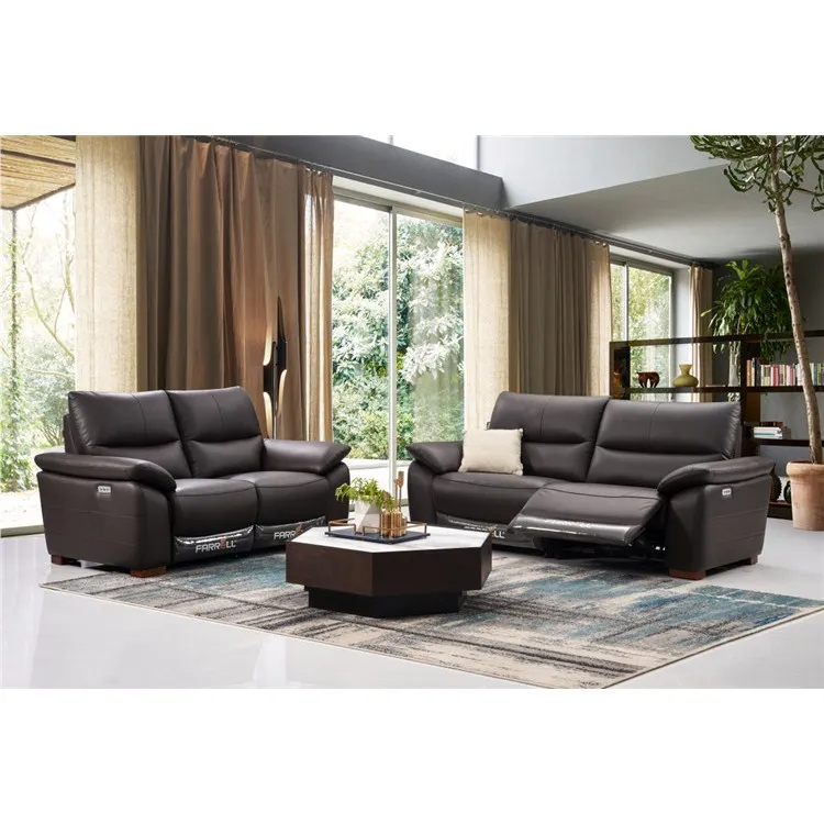 Wholesale smart home electric sectional genuine leather contemporary sofa set furniture