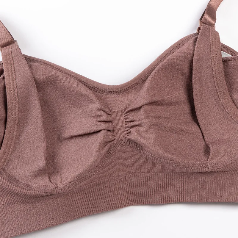 668+855Seamless high waist underwear set lactation bra open button no wire no trace breathable underwear lift hip maternity wear