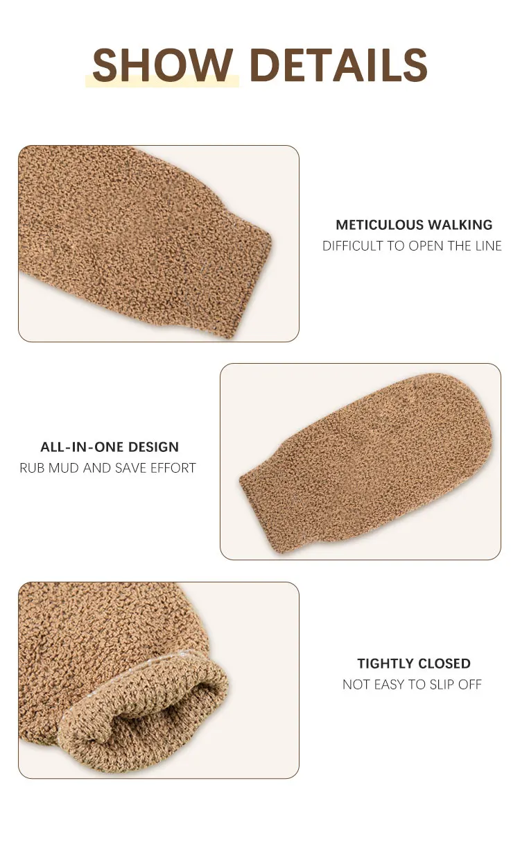 Eco-Friendly Bamboo Fiber Bathing Gloves Gentle Shower Scrubber for Body with Soft Feel Deep Cleaning Bath Gloves