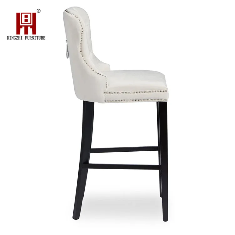 Современный синий бархатный высокий стул для барного стола