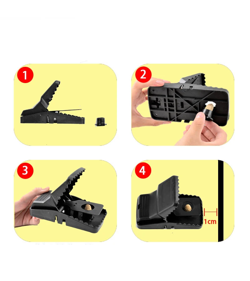 RS847 Home Kitchen Catcher Killer Rat Traps Household High-sensitivity Mouse Clip Black Plastic Automatic Mousetrap