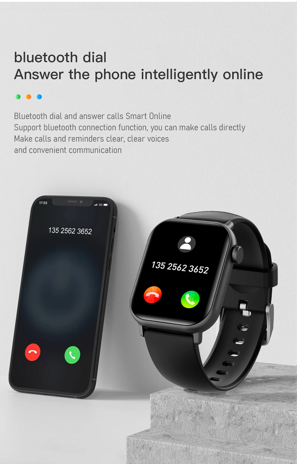 Call Function 1.81 Big Screen Smartwatch Step Calorie Counter Body Temperature Sport Smart Watch With Heart Rate Monitor