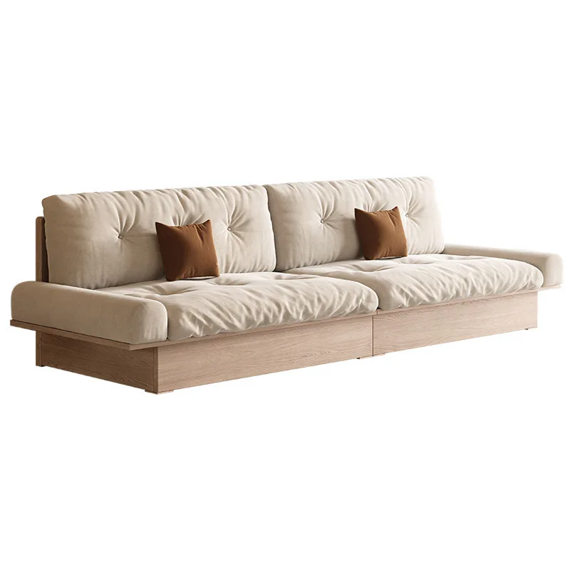 Nordic solid wood sofa living room small unit Japanese wabi-Sabi ash with storage function sofa set