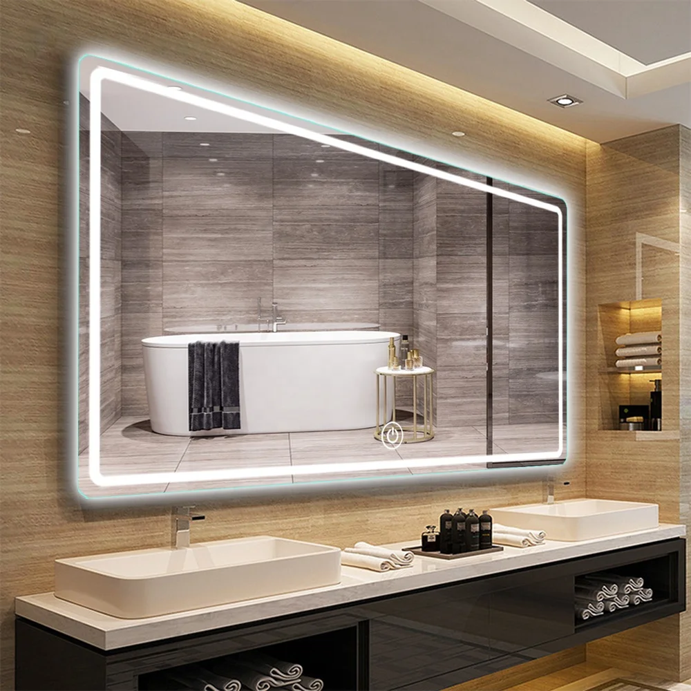 Wholesale Regular Rectangle Human Body Sensor Smart Touch Screen LED Light Bathroom Mirror LED Light Backlit Smart Mirror