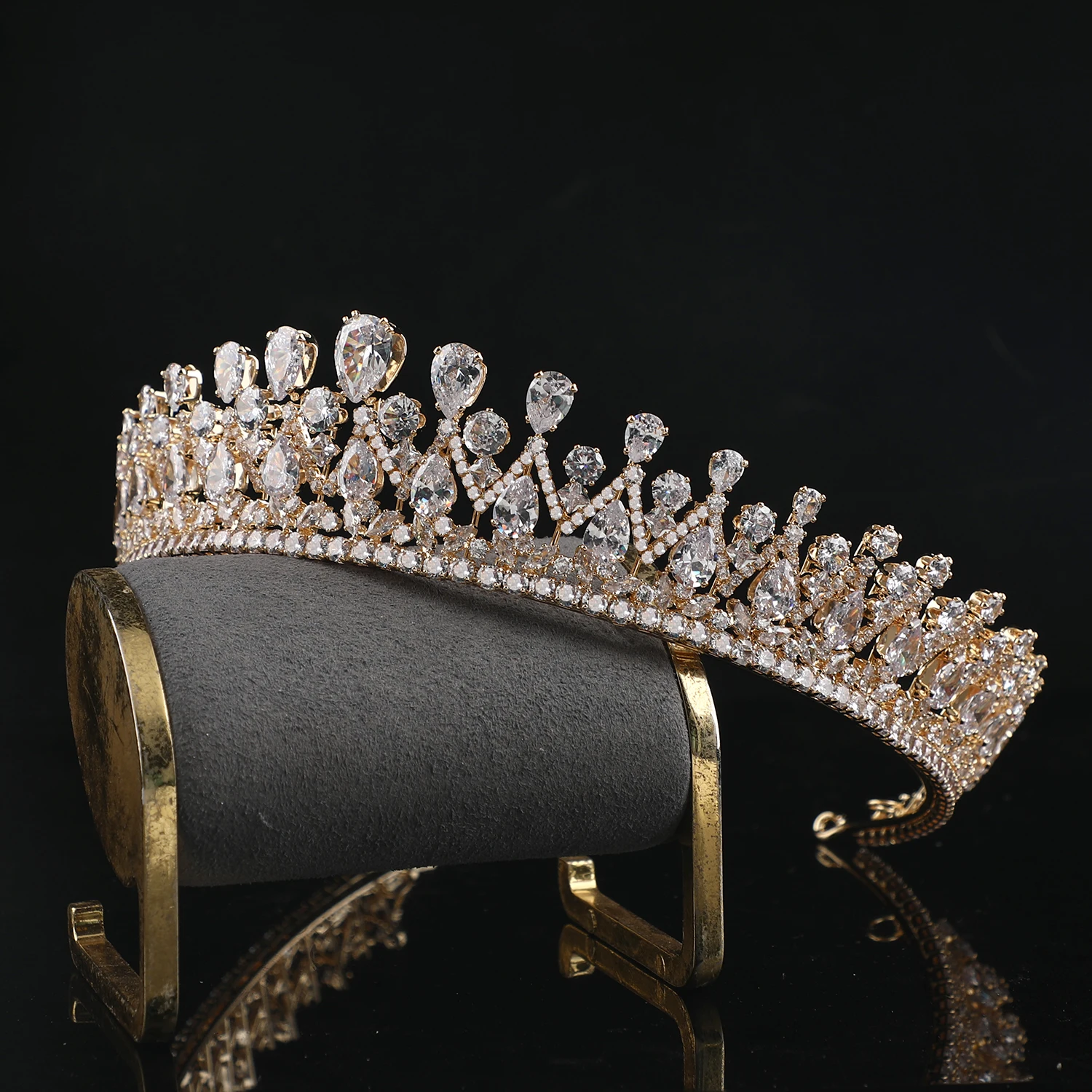 Luxury Shining Zircon Crown For Brides Platinum Plated/24K Gold Plated Wedding Tiaras And Crowns Bridal Hair Accessories